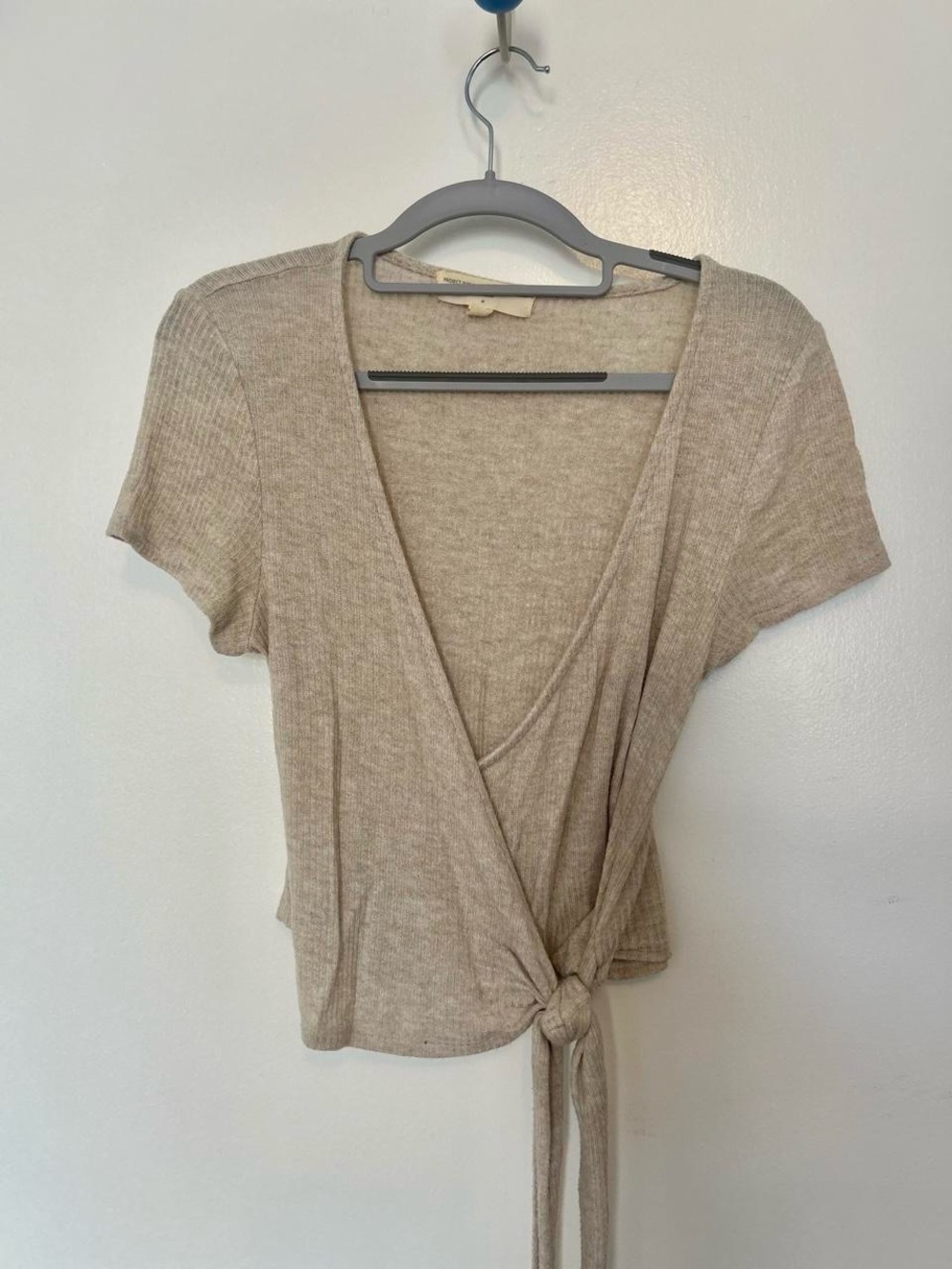 Urban Outfitters tan/cream wrap crop top